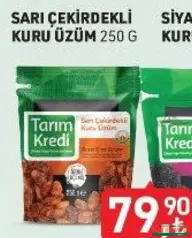 TARIM KREDİ SARI ÇEKİRDEKLİ KURU ÜZÜM 250 G fiyat ve kampanya bilgisi